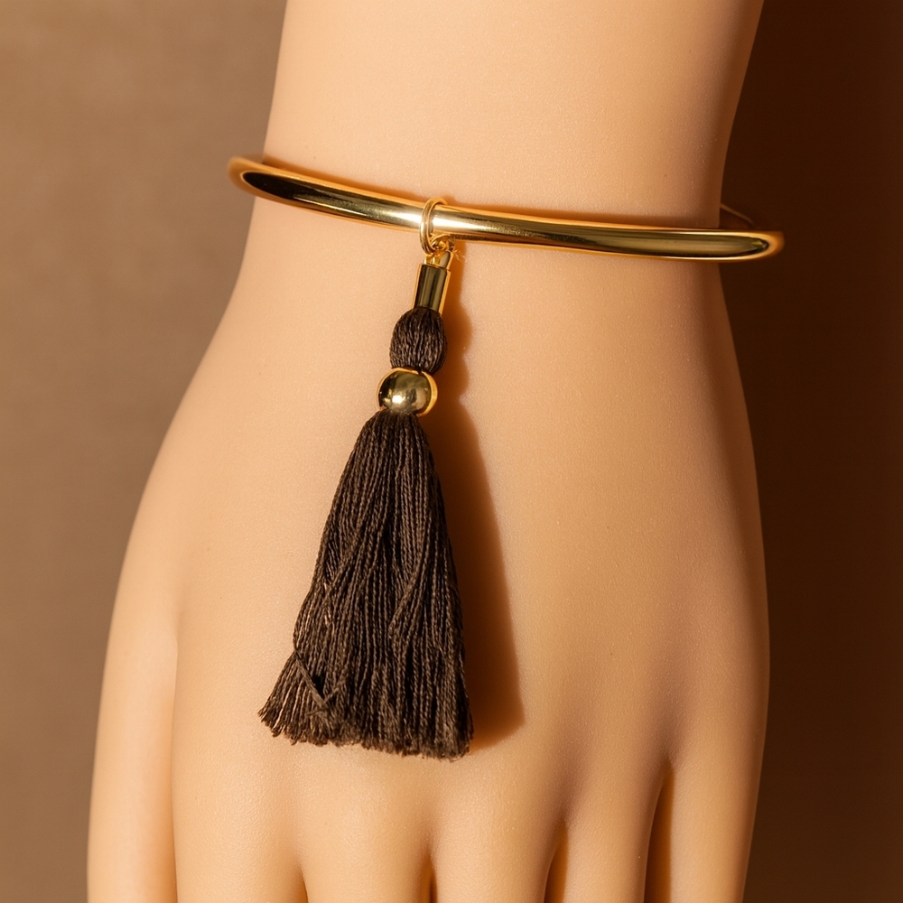 Women Gold Cuff Bracelet -"Fringed Tassel Fashion Jewelry